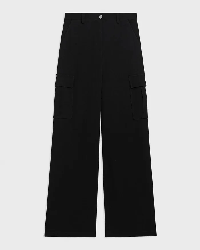 Women Theory Pants WideLeg Cargo Pant In Admiral Crepe Black