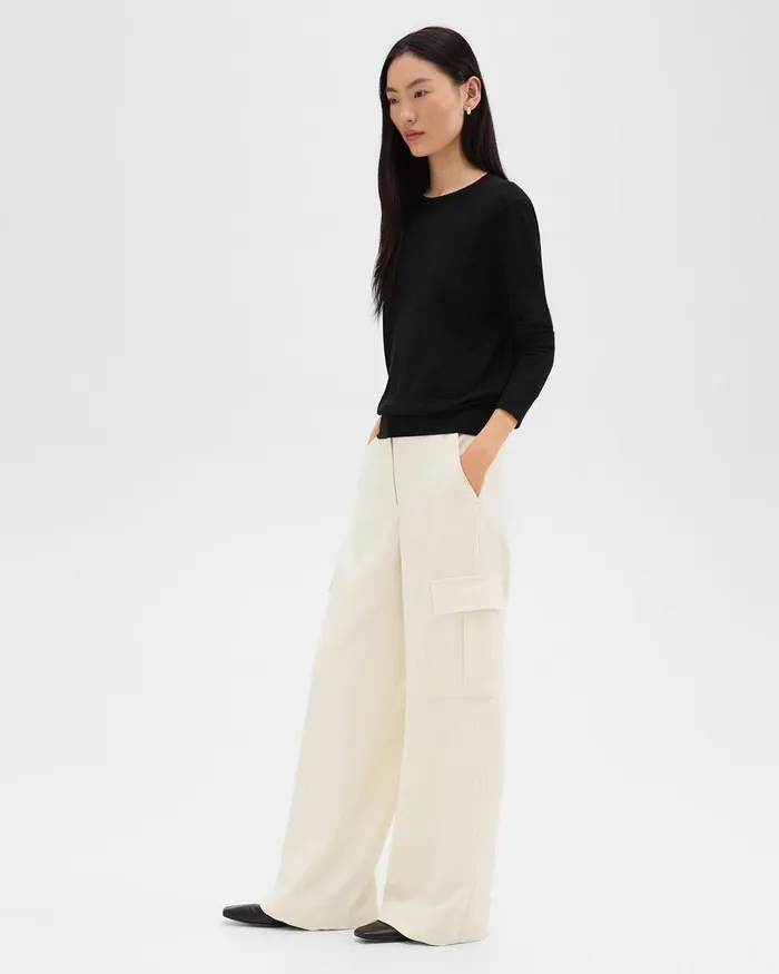 Women Theory Pants WideLeg Cargo Pant In Admiral Crepe Rice