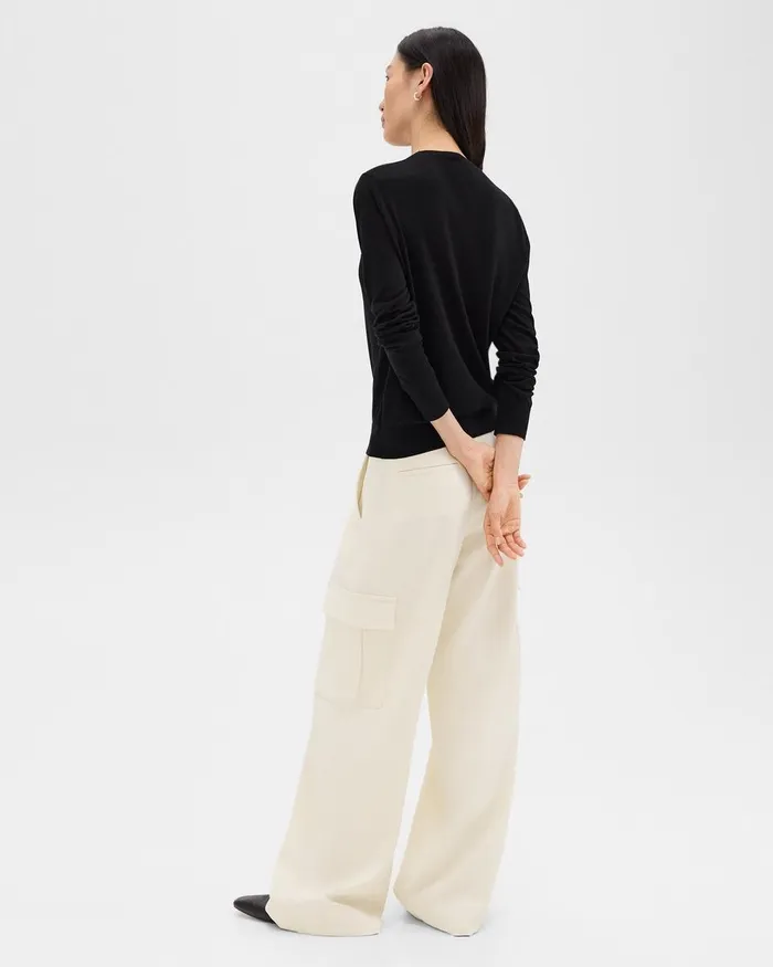 Women Theory Pants WideLeg Cargo Pant In Admiral Crepe Rice