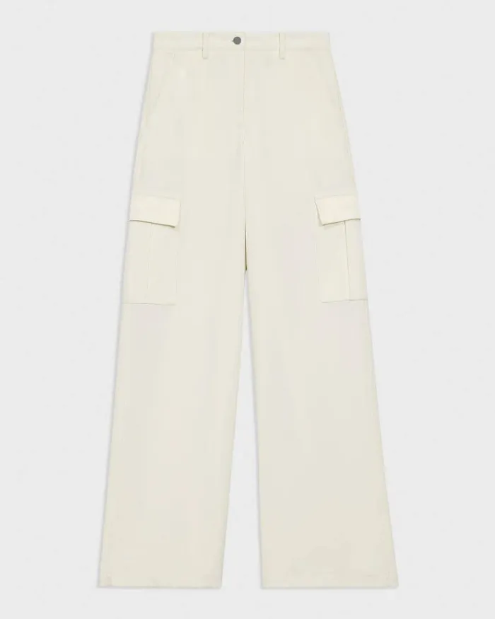 Women Theory Pants WideLeg Cargo Pant In Admiral Crepe Rice