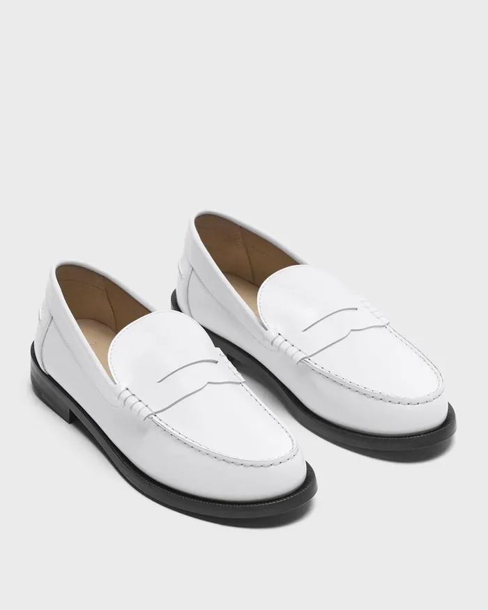 Women Theory Shoes City Loafer In Leather White