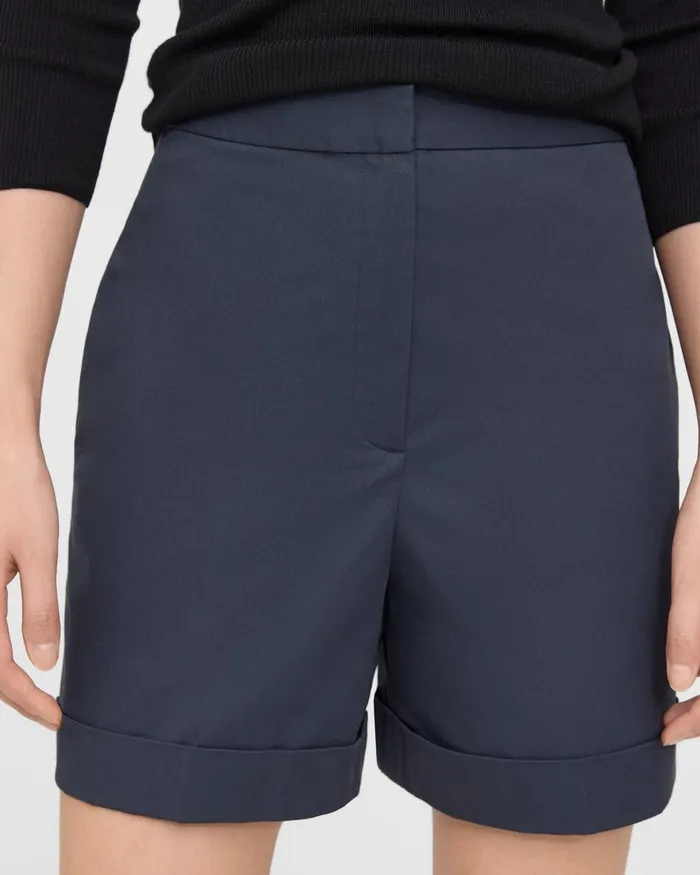 Women Theory Shorts Cuffed Short In Stretch Cotton Twill Nocturne Navy