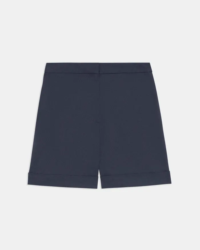 Women Theory Shorts Cuffed Short In Stretch Cotton Twill Nocturne Navy