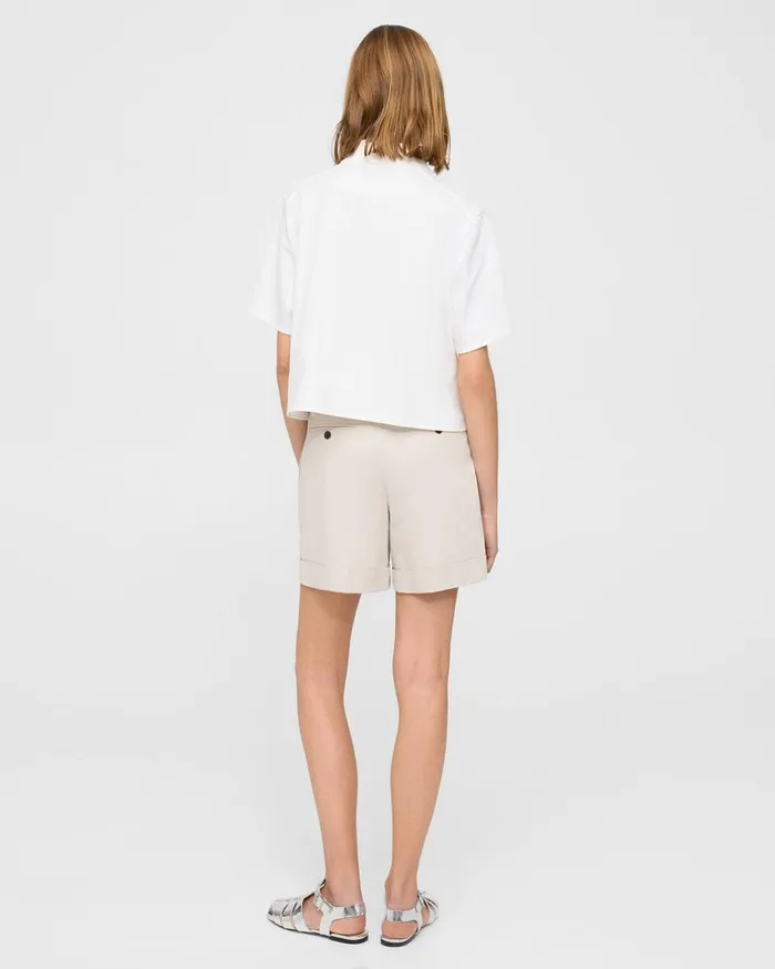 Women Theory Shorts Cuffed Short In Stretch Cotton Twill Sand