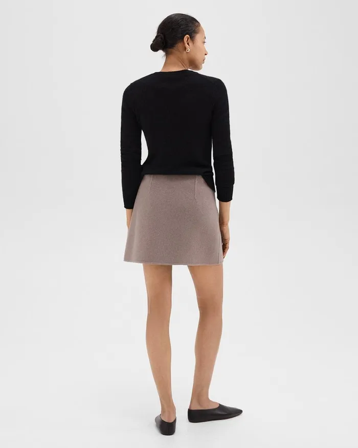 Women Theory Skirts HighWaist Mini Skirt In DoubleFace WoolCashmere Cinder Melange