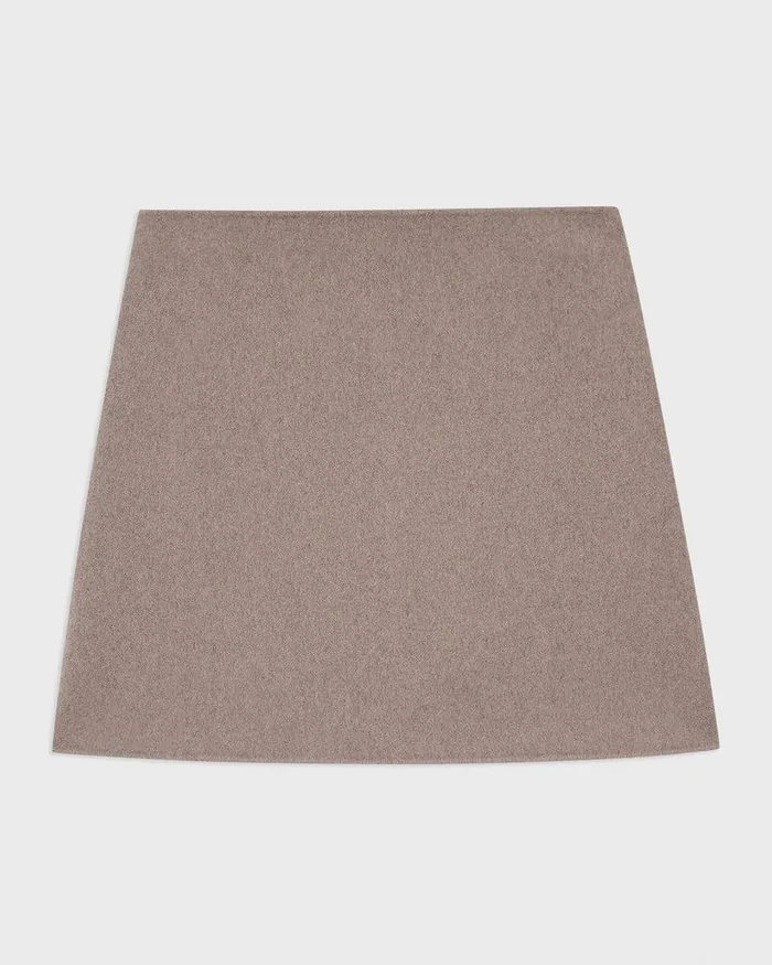 Women Theory Skirts HighWaist Mini Skirt In DoubleFace WoolCashmere Cinder Melange