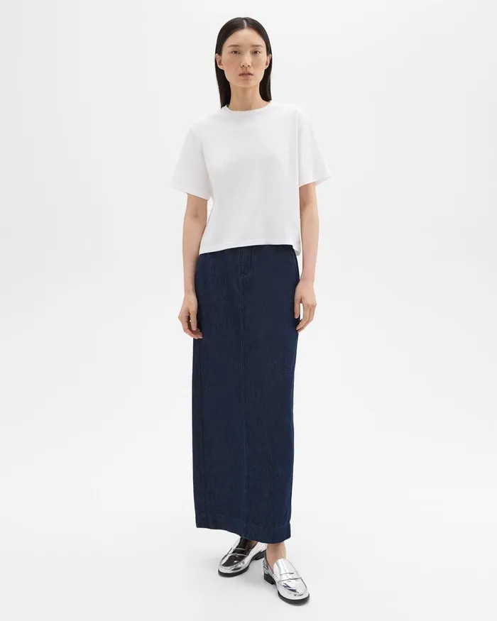 Women Theory Skirts Maxi Trouser Skirt In Denim Indigo