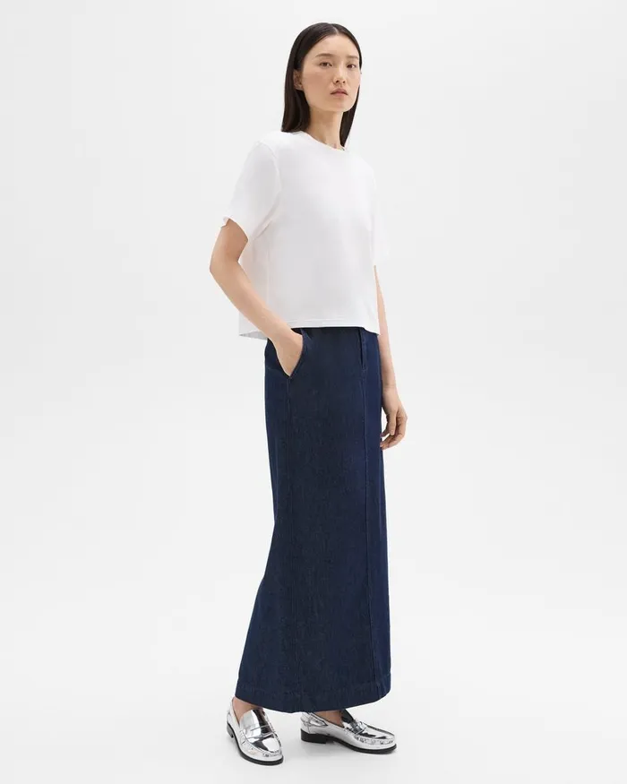 Women Theory Skirts Maxi Trouser Skirt In Denim Indigo