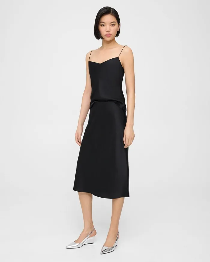 Women Theory Skirts Slip Skirt In Satin Black