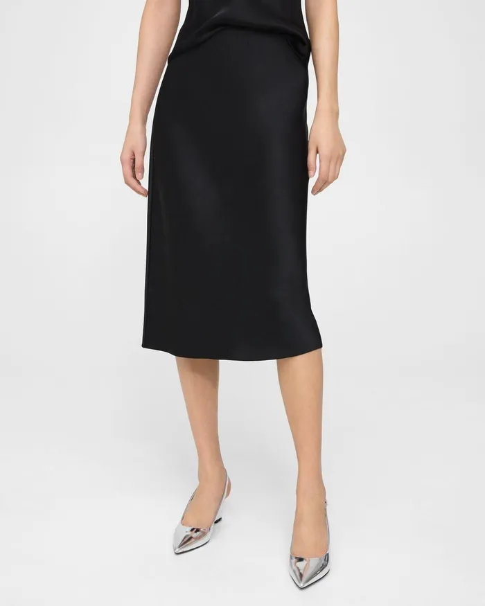 Women Theory Skirts Slip Skirt In Satin Black