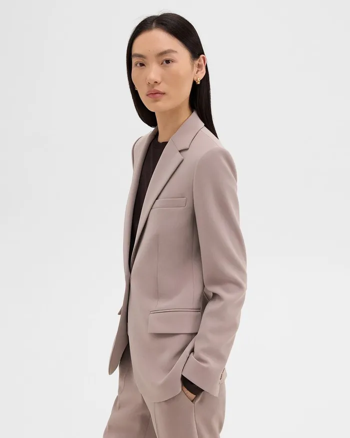 Women Theory Suits Staple Blazer In Admiral Crepe Cinder