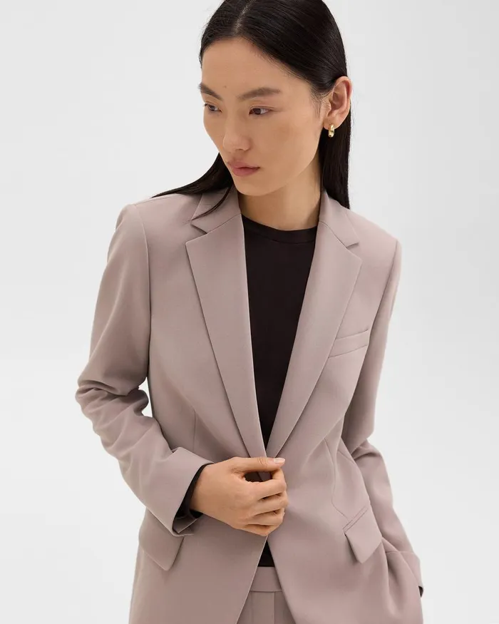 Women Theory Suits Staple Blazer In Admiral Crepe Cinder