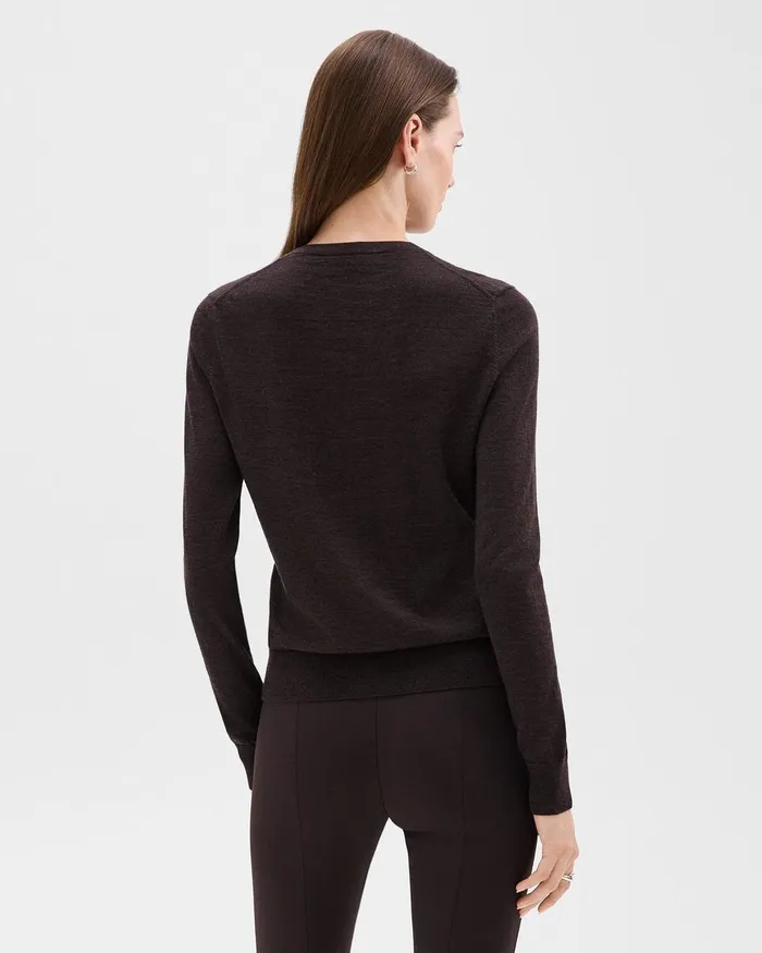 Women Theory Sweaters Cardigans Crewneck Sweater In Regal Wool Mink Melange