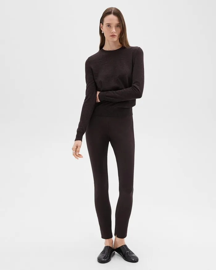 Women Theory Sweaters Cardigans Crewneck Sweater In Regal Wool Mink Melange