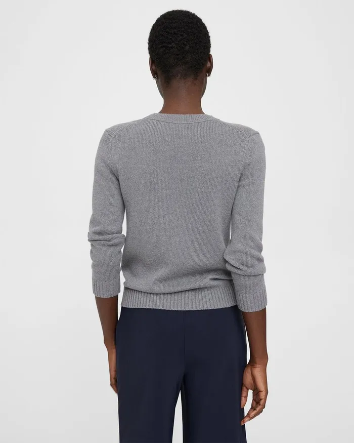 Women Theory Sweaters Cardigans Shrunken Crewneck Sweater In CottonCashmere Husky