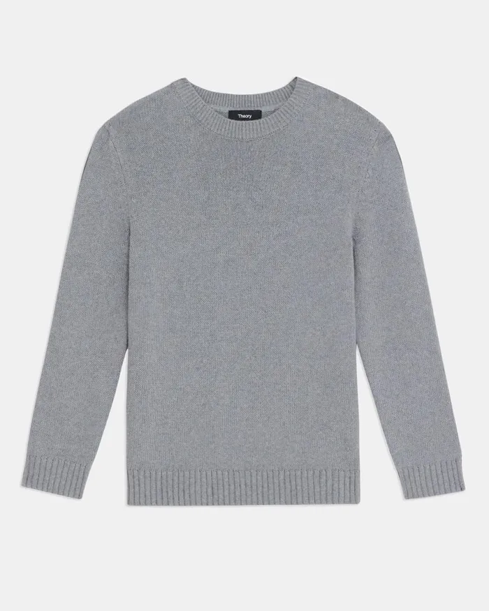 Women Theory Sweaters Cardigans Shrunken Crewneck Sweater In CottonCashmere Husky