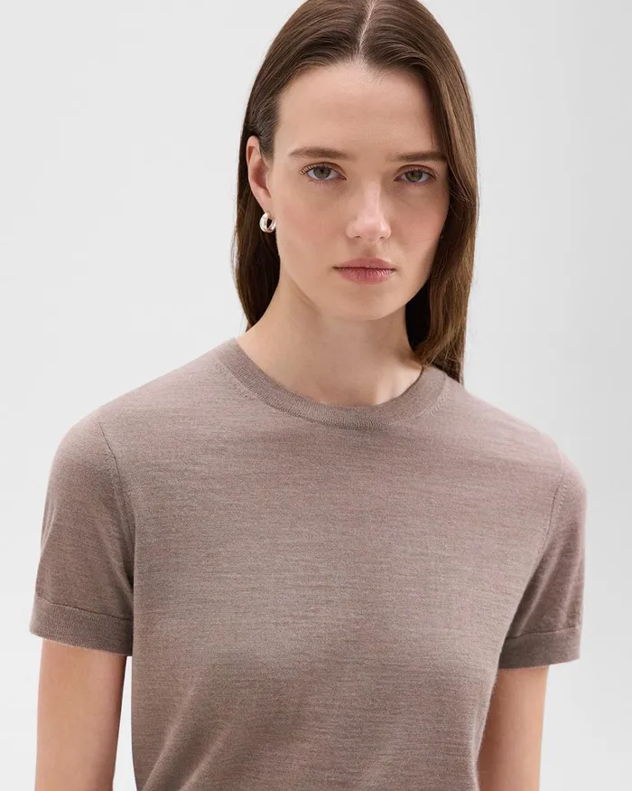 Women Theory Sweaters Cardigans Sweater Tee In Regal Wool Light Cinder