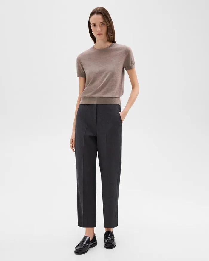 Women Theory Sweaters Cardigans Sweater Tee In Regal Wool Light Cinder