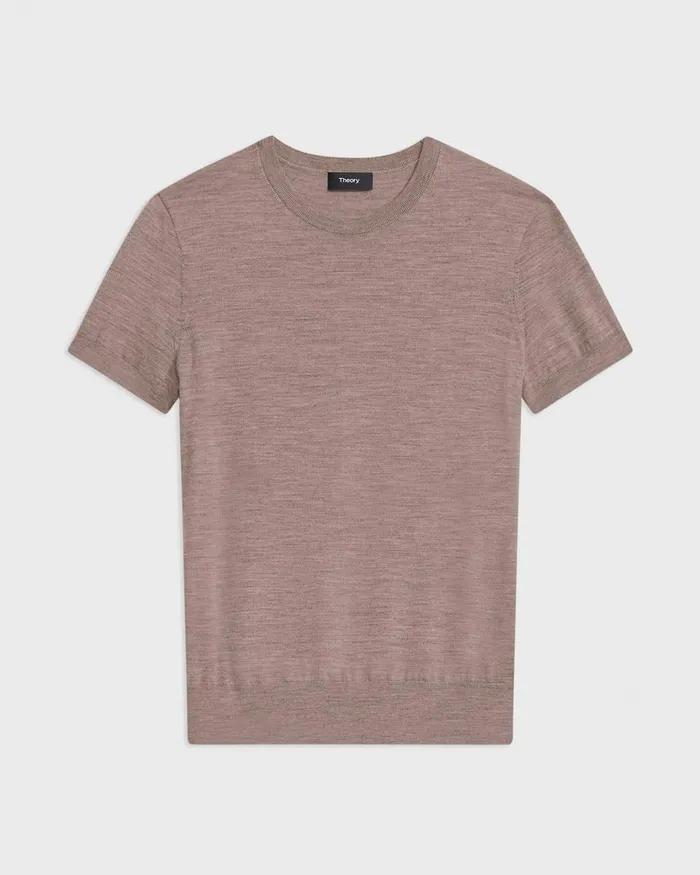 Women Theory Sweaters Cardigans Sweater Tee In Regal Wool Light Cinder