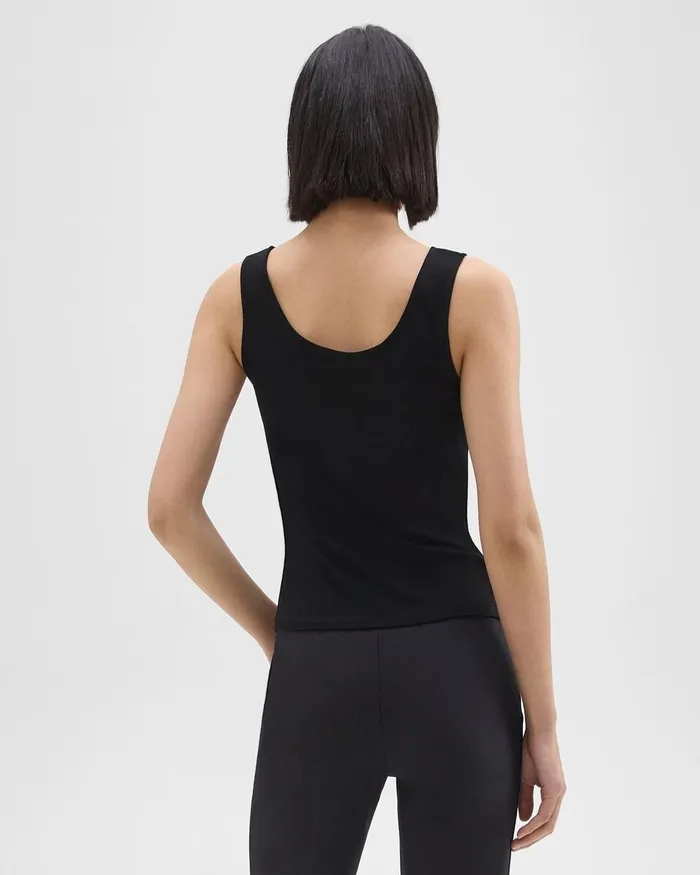 Women Theory TShirts Tank Tops Scoop Neck Tank Top In Rib Knit Viscose Black
