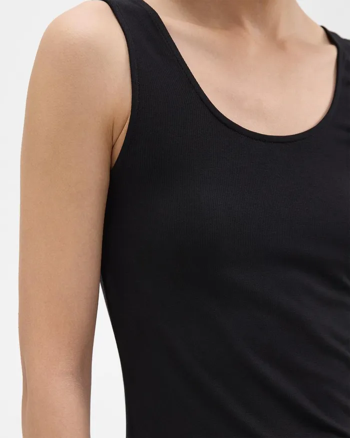 Women Theory TShirts Tank Tops Scoop Neck Tank Top In Rib Knit Viscose Black