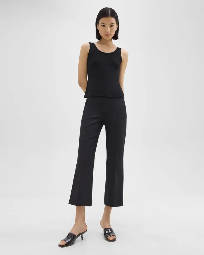 Women Theory TShirts Tank Tops Scoop Neck Tank Top In Rib Knit Viscose Black