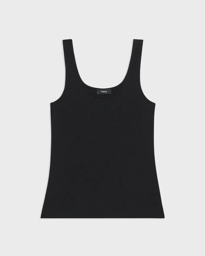 Women Theory TShirts Tank Tops Scoop Neck Tank Top In Rib Knit Viscose Black