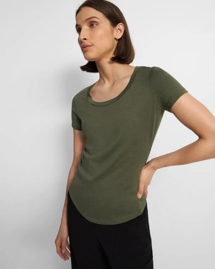 Women Theory TShirts Tank Tops Tiny Scoop Tee In Organic Cotton Rosemary