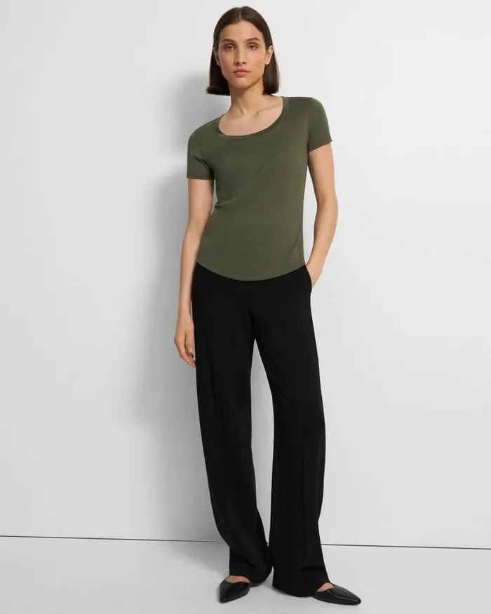 Women Theory TShirts Tank Tops Tiny Scoop Tee In Organic Cotton Rosemary