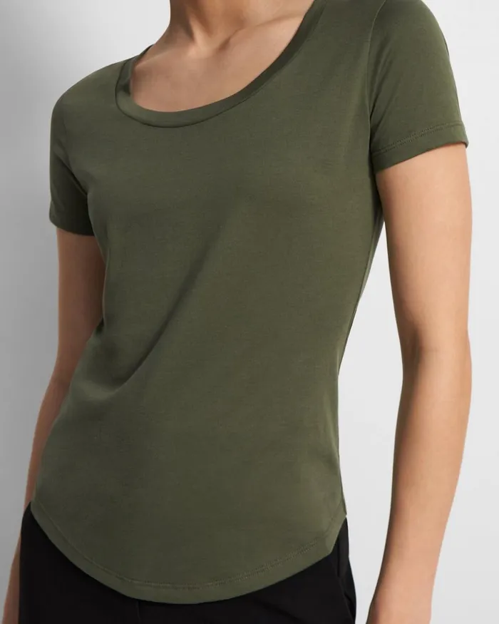 Women Theory TShirts Tank Tops Tiny Scoop Tee In Organic Cotton Rosemary