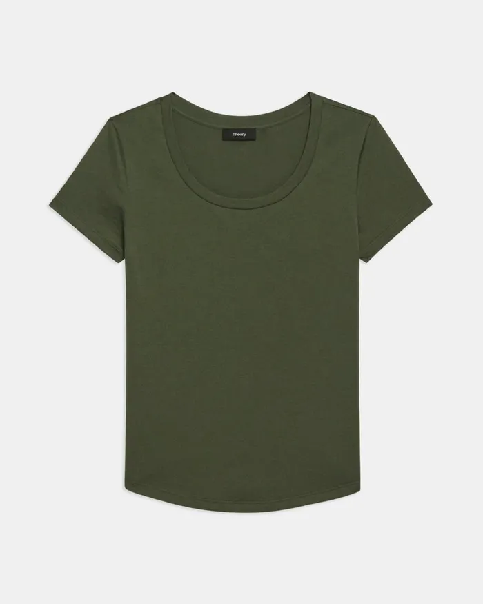 Women Theory TShirts Tank Tops Tiny Scoop Tee In Organic Cotton Rosemary