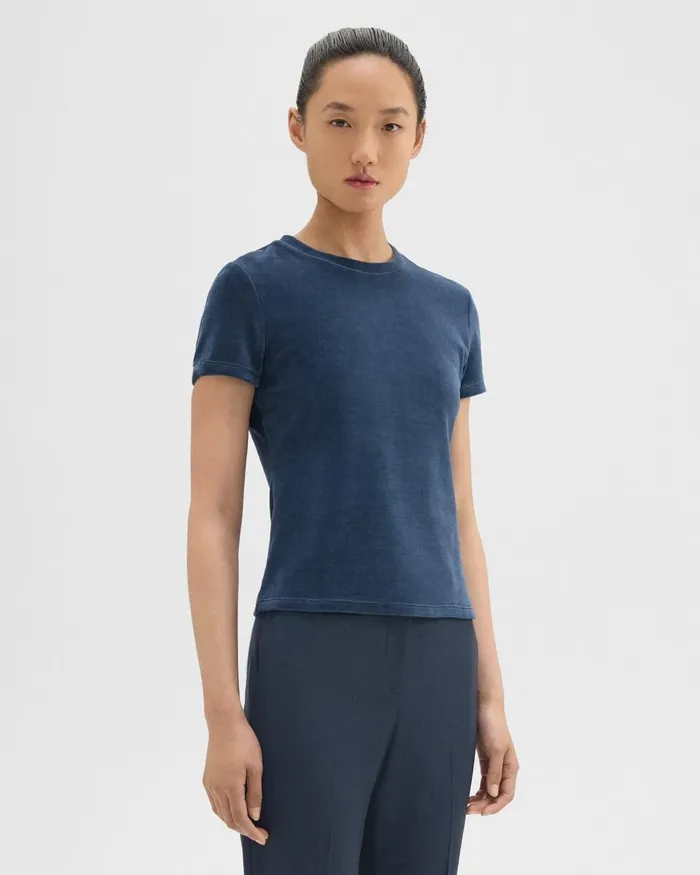 Women Theory TShirts Tank Tops Tiny Tee In Velour Nocturne Navy