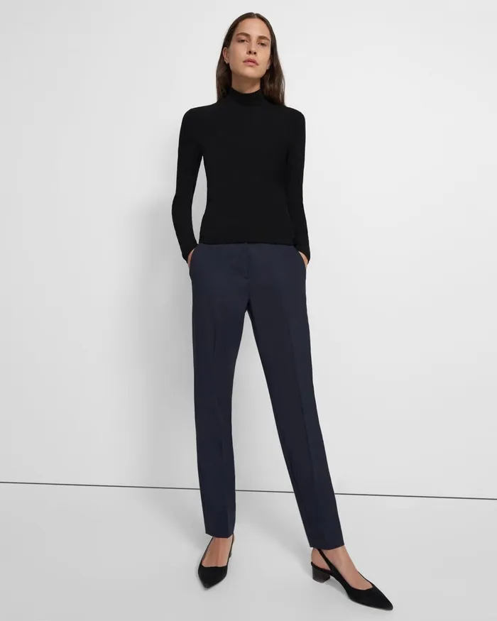 Women Theory TShirts Tank Tops Turtleneck Sweater In Ribbed Viscose Black