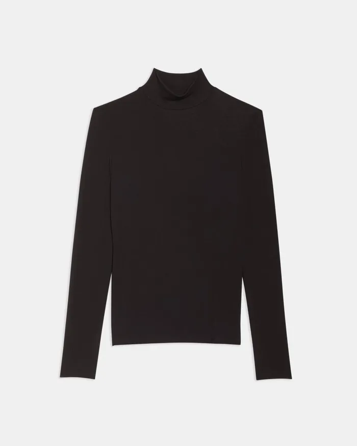 Women Theory TShirts Tank Tops Turtleneck Sweater In Ribbed Viscose Black