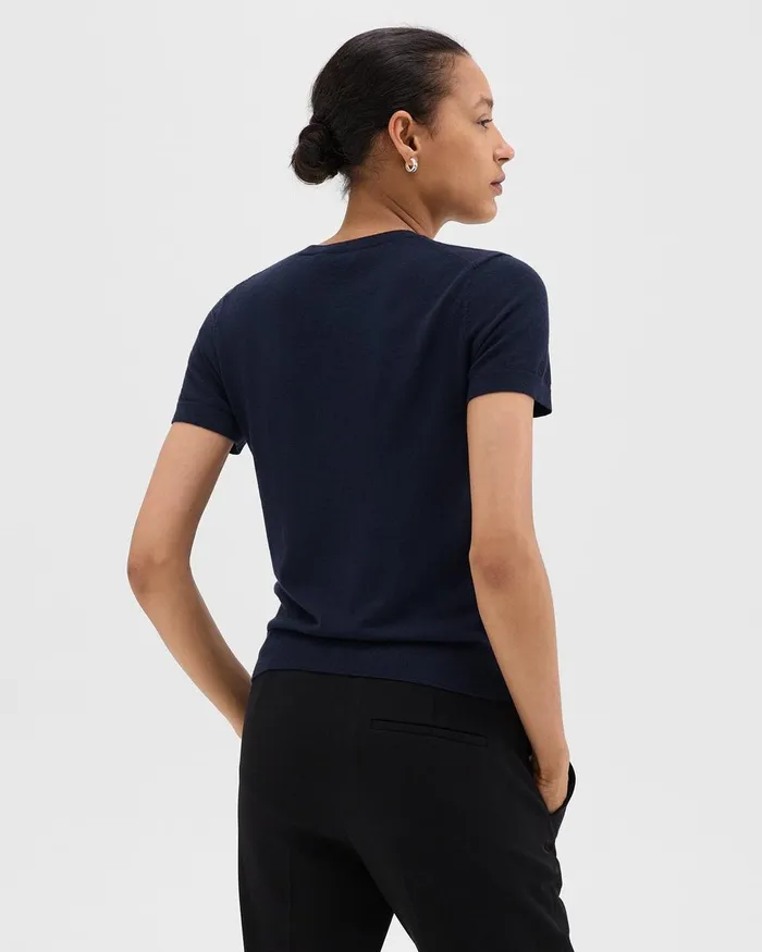 Women Theory Tops Sweater Tee In Regal Wool Deep Navy