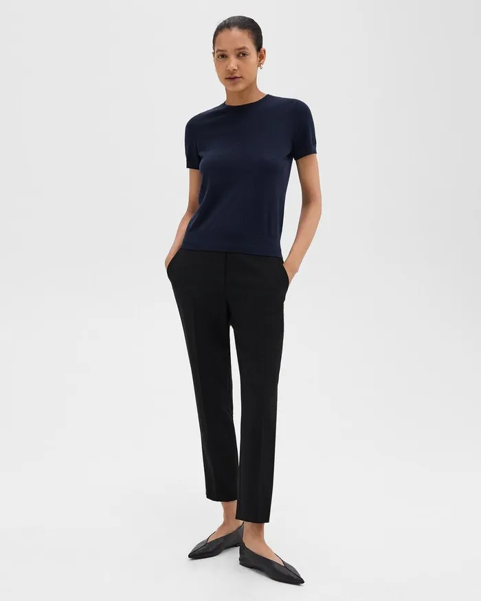 Women Theory Tops Sweater Tee In Regal Wool Deep Navy