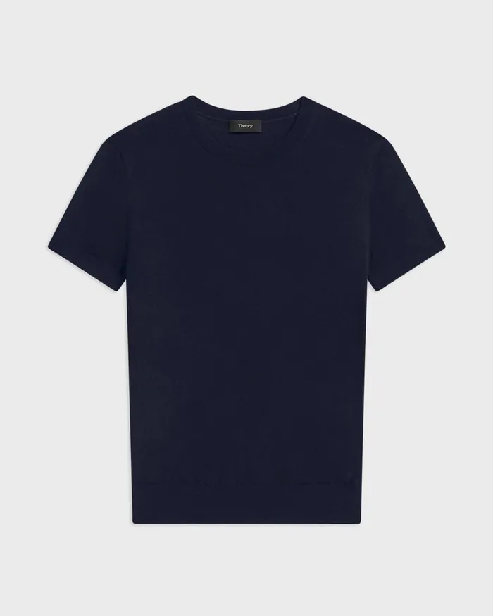 Women Theory Tops Sweater Tee In Regal Wool Deep Navy