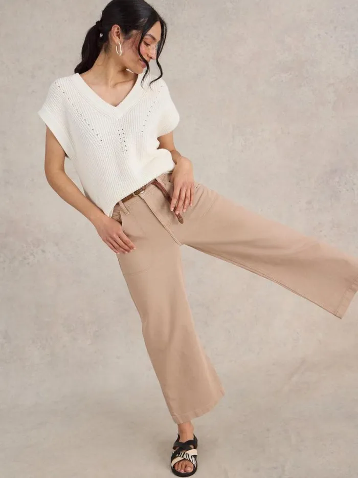 Women Tia Cropped Wide Leg Jean Dark Natural White Stuff Jeans