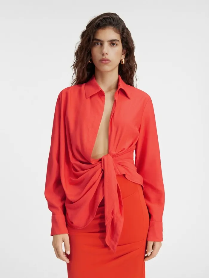 Women Tops and Shirts JACQUEMUS The Bahia Shirt Orange Women Tops and Shirts JACQUEMUS The Bahia Shirt Orange