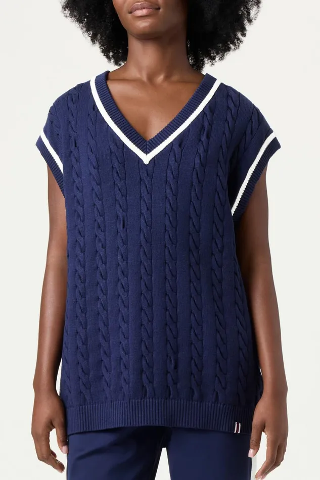 Women Tops and TShirts Fila Baseline Cable Knit Vest 492 Filanavygardenia Women Tops and TShirts Fila Baseline Cable Knit Vest 492 Filanavygardenia