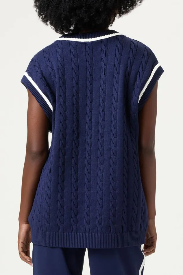 Women Tops and TShirts Fila Baseline Cable Knit Vest 492 Filanavygardenia Women Tops and TShirts Fila Baseline Cable Knit Vest 492 Filanavygardenia