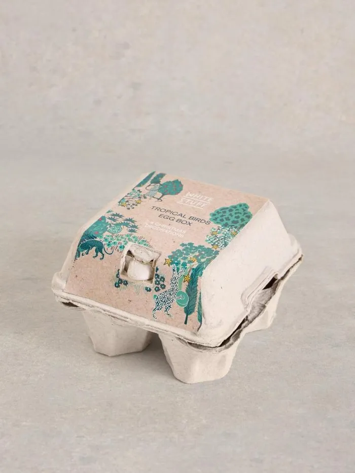 Women Tropical Birds Egg Box Natural Multi White Stuff Decorations