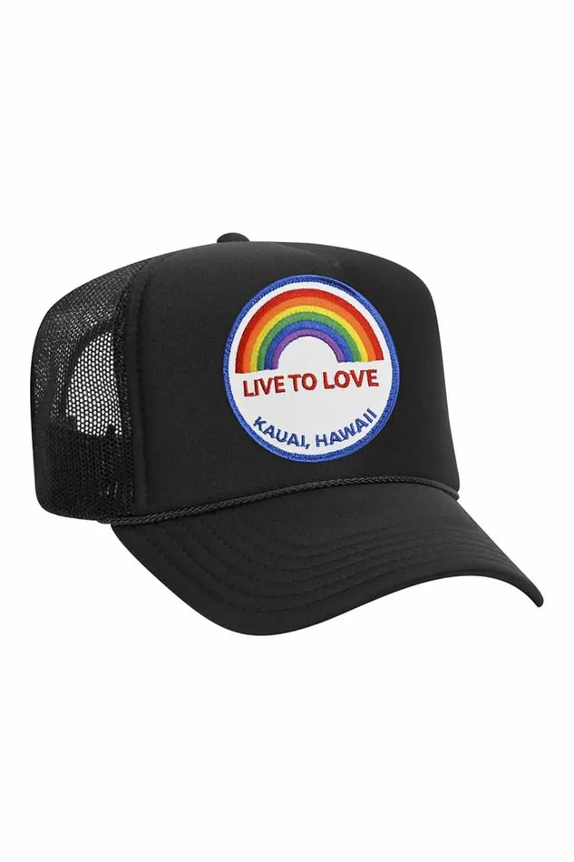 Women Trucker Hats Aviator Nation LIVE TO LOVE VINTAGE TRUCKER HAT