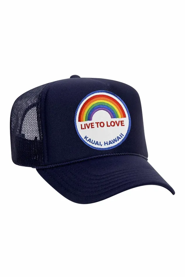 Women Trucker Hats Aviator Nation LIVE TO LOVE VINTAGE TRUCKER HAT Women Trucker Hats Aviator Nation LIVE TO LOVE VINTAGE TRUCKER HAT