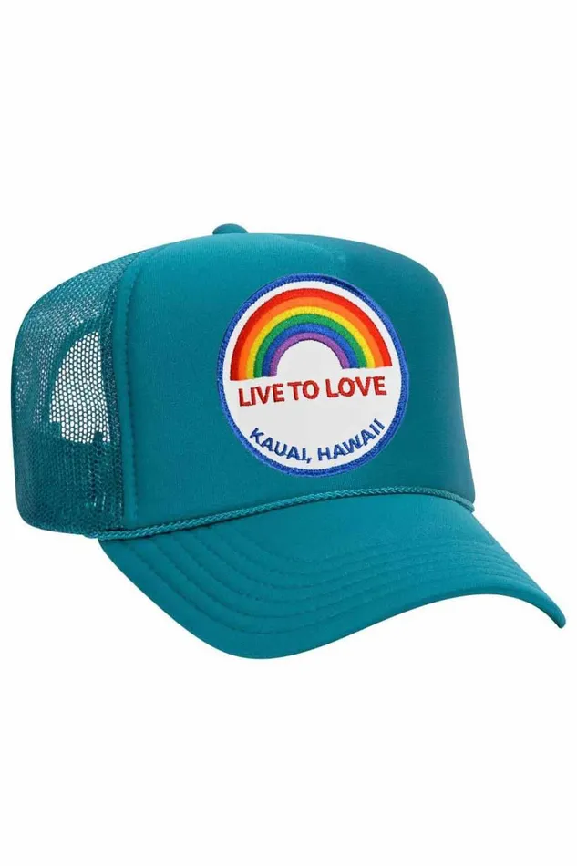 Women Trucker Hats Aviator Nation LIVE TO LOVE VINTAGE TRUCKER HAT Women Trucker Hats Aviator Nation LIVE TO LOVE VINTAGE TRUCKER HAT