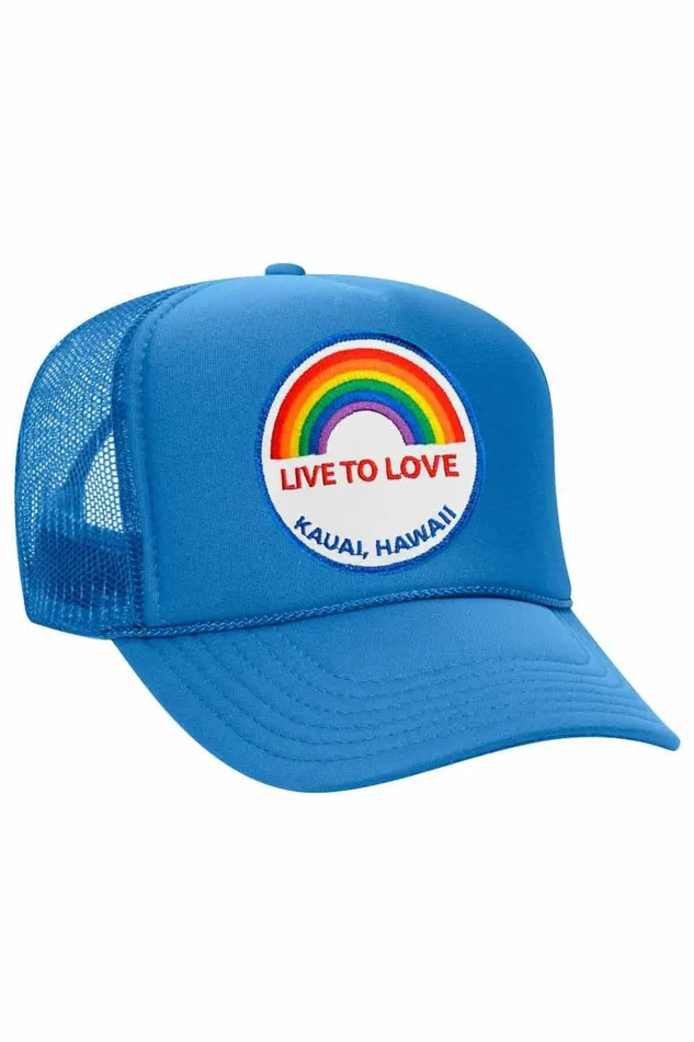 Women Trucker Hats Aviator Nation LIVE TO LOVE VINTAGE TRUCKER HAT Women Trucker Hats Aviator Nation LIVE TO LOVE VINTAGE TRUCKER HAT