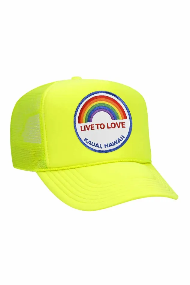 Women Trucker Hats Aviator Nation LIVE TO LOVE VINTAGE TRUCKER HAT Women Trucker Hats Aviator Nation LIVE TO LOVE VINTAGE TRUCKER HAT