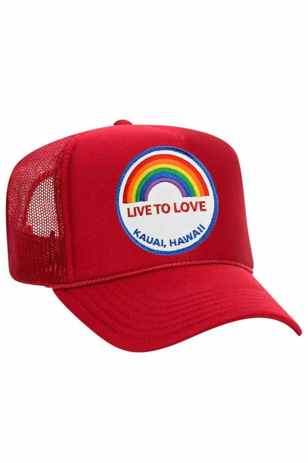 Women Trucker Hats Aviator Nation LIVE TO LOVE VINTAGE TRUCKER HAT Women Trucker Hats Aviator Nation LIVE TO LOVE VINTAGE TRUCKER HAT