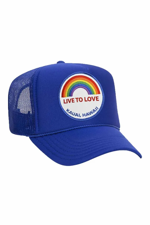 Women Trucker Hats Aviator Nation LIVE TO LOVE VINTAGE TRUCKER HAT Women Trucker Hats Aviator Nation LIVE TO LOVE VINTAGE TRUCKER HAT