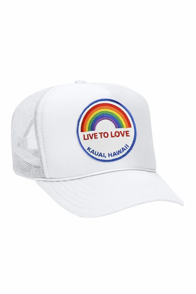 Women Trucker Hats Aviator Nation LIVE TO LOVE VINTAGE TRUCKER HAT Women Trucker Hats Aviator Nation LIVE TO LOVE VINTAGE TRUCKER HAT